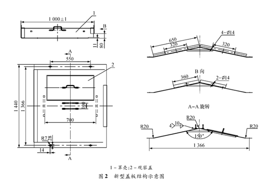 鑄石刮板輸送機新型蓋板結構示意圖